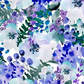Watercolor blue flowers