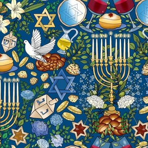 Happy Hanukkah (Blue large scale) 