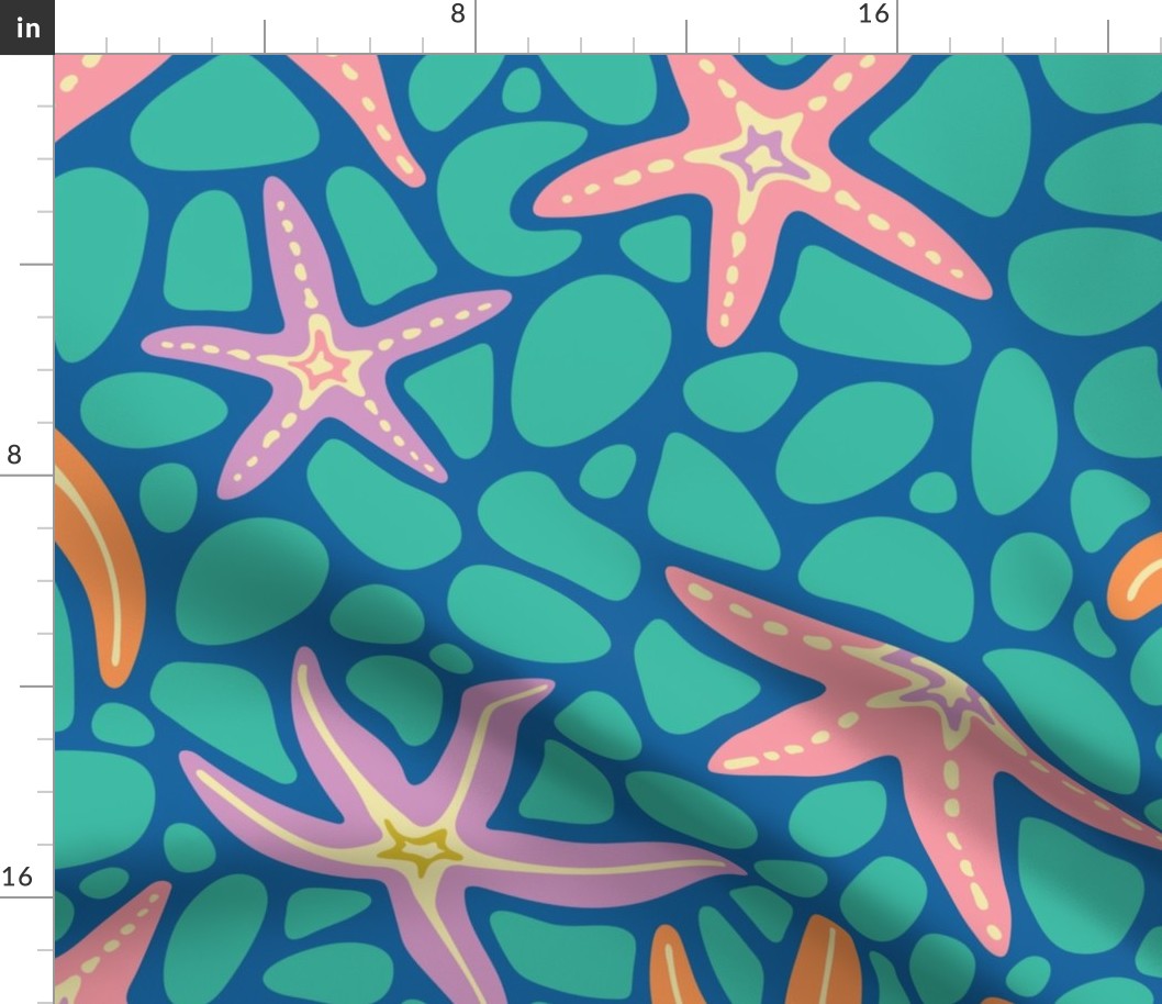 Sea Stars Coastal Beach Ocean Starfish - Bright Summer Colors - LARGE Scale - UnBlink Studio by Jackie Tahara