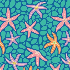 Sea Stars Coastal Beach Ocean Starfish - Bright Summer Colors - MEDIUM Scale - UnBlink Studio by Jackie Tahara