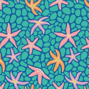 Sea Stars Coastal Beach Ocean Starfish - Bright Summer Colors - SMALL Scale - UnBlink Studio by Jackie Tahara