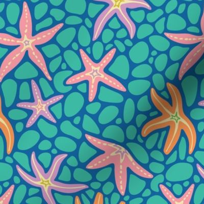 Sea Stars Coastal Beach Ocean Starfish - Bright Summer Colors - TINY Scale - UnBlink Studio by Jackie Tahara