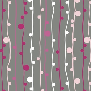 Wonky Lines and Dots Pewter with Pink Tints