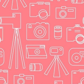 cameras on pink background