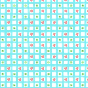 Large Strawberry Kiwi Gingham in Blue