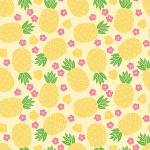 Tossed Pineapple Floral on Yellow - Medium