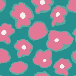 floral spots teal pink