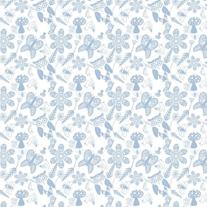 Folkart Forest Pattern in Sky Blue 