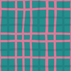 Wavy plaid teal pink