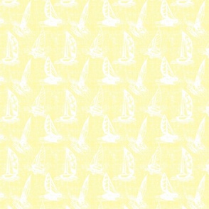Sailboat Sketches on Pale Yellow Distressed