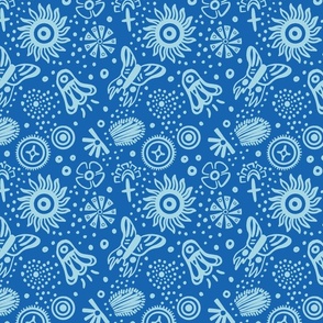 Aztec Outlines Blue