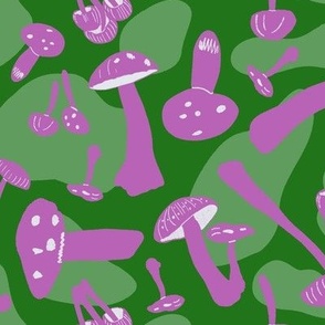 Tossed Mushrooms Green Purple