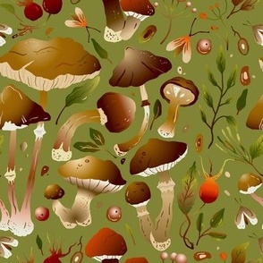 Forest mushroom autumn ornate art