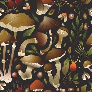 Forest mushroom autumn ornate art