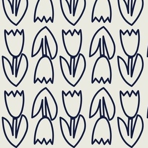 Tulip Outline_Navy/Ivory