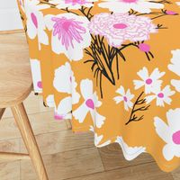 Retro Modern Loose Spring Wildflowers Orange