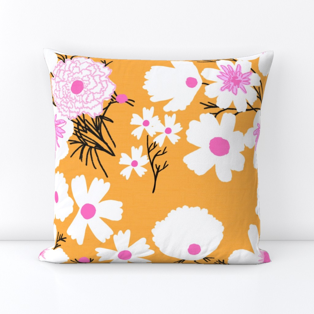 Mid-Century Modern Loose Spring Wildflowers Orange