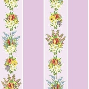 BOUQUET STRIPE LARGE - SPRING GARDEN COLLECTION (LILAC)