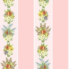 BOUQUET STRIPE LARGE - SPRING GARDEN COLLECTION (PINKY)