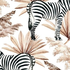 Large Scale / Zebra Tropical Dried Palm Leaves / White Background