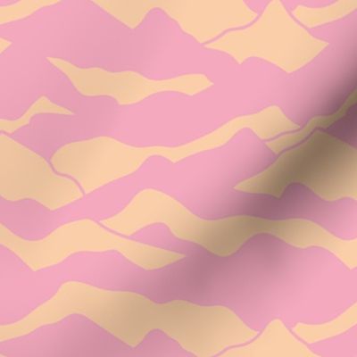 Retro vibes - Abstract mountains seventies abstract waves organic hills mountain landscape and curves country side peach pastel pink girls  