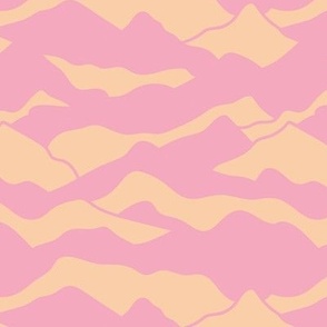 Retro vibes - Abstract mountains seventies abstract waves organic hills mountain landscape and curves country side peach pastel pink girls  