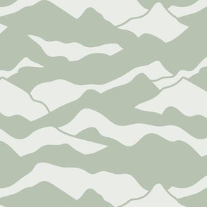 Retro vibes - Abstract mountains seventies abstract organic hills mountain landscape and curves country side  soft mist sage green