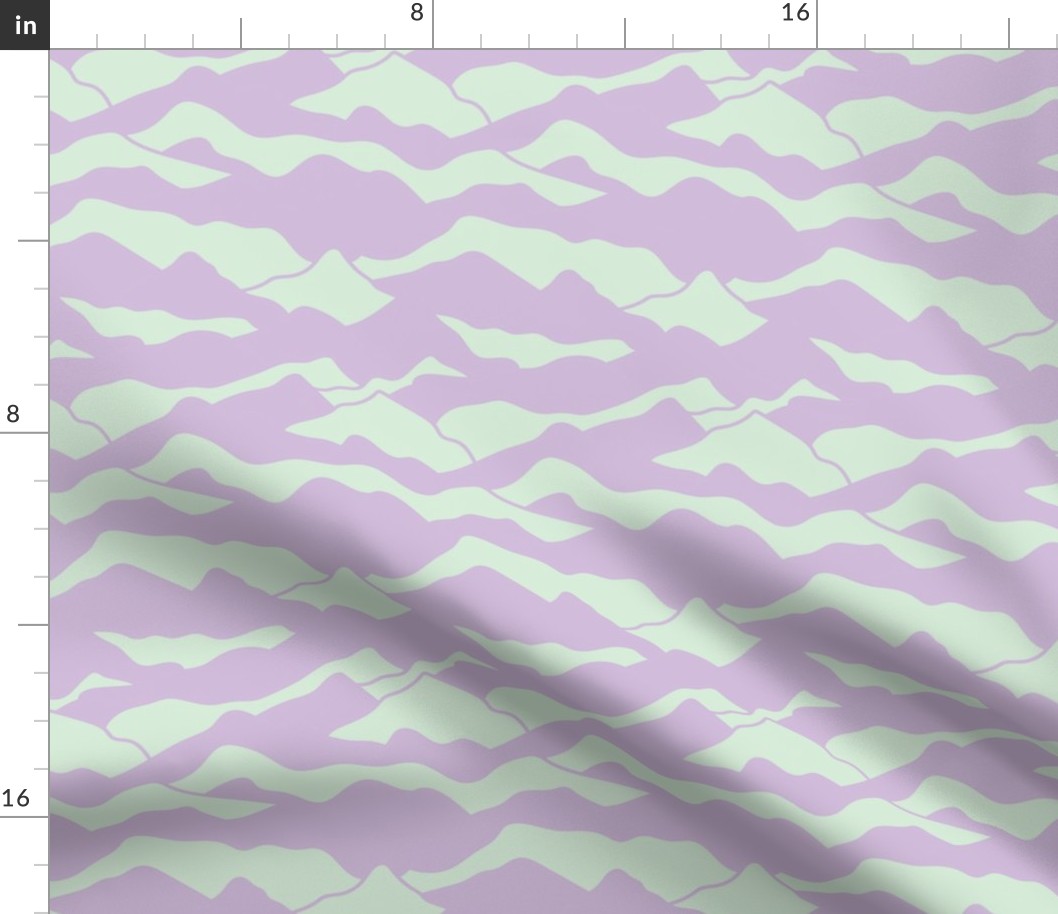 Retro vibes - Abstract mountains seventies abstract waves organic hills mountain landscape and curves country side mint green lilac purple