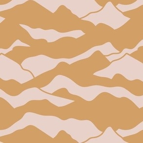 Retro vibes - Abstract japanese mountains seventies abstract waves organic hills mountain landscape and curves country side summer fall ochre golden yellow blush
