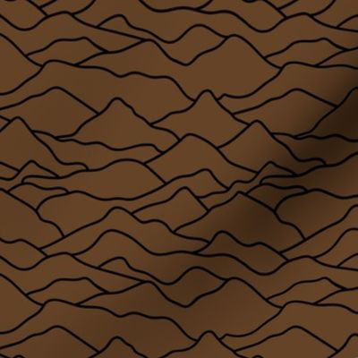 Abstract mountains seventies abstract waves organic hills mountain landscape and curves country side rust brown black 