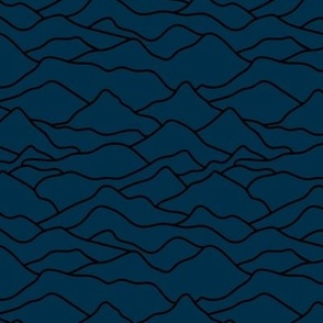 Abstract mountains seventies abstract waves organic hills mountain landscape and curves country side navy blue night black