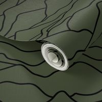 Abstract mountains seventies abstract waves organic hills mountain landscape and curves country side cameo olive green black