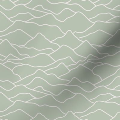 Abstract mountains seventies abstract waves organic hills mountain landscape and curves country side sage green soft mint