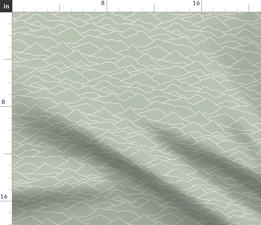 Abstract mountains seventies abstract waves organic hills mountain landscape and curves country side sage green soft mint