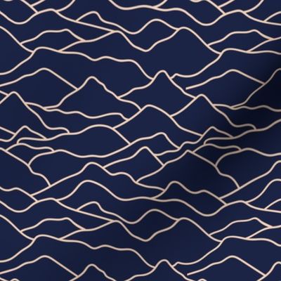 Abstract mountains seventies abstract waves organic hills mountain landscape and curves country side golden navy blue night