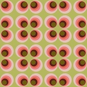 Retro Circles Pink And Olive Green