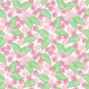 Spring Blossom Floral in Pink and Green - Medium