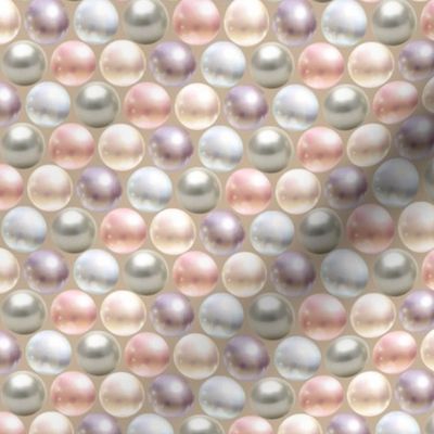 Field of pearls // Pearlcore design with peach, golden, mint and gray pearls Medium scale