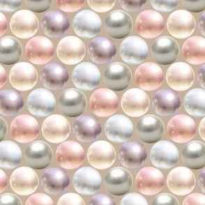 Field of pearls // Pearlcore design with peach, golden, mint and gray pearls Medium scale