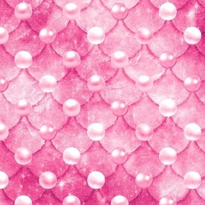 Mermaid with scales and pearls // Pearlcore fish scales // Pink pearls on hot pink scales Medium scale