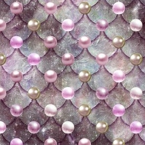 Mermaid with scales and pearls // Pearlcore fish scales // Pink pearls on gray green scales Medium scale