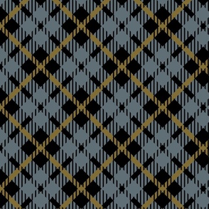 Diagonal check in gray and olive gold Medium scale