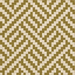 Basket weave in olive green and cream with burlap texture Small scale
