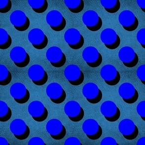 Pop art bold polka dots in electric blue on blue gray leather Large scale