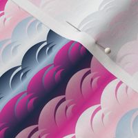 Sweet and mysterious ocean waves in Retro style Pink, Hot pink and dark blue Stripes Small scale suitable for kids apparel