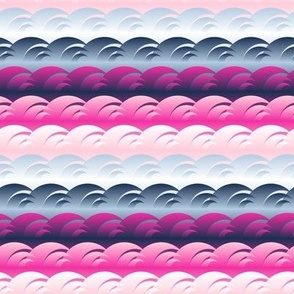 Sweet and mysterious ocean waves in Retro style Pink, Hot pink and dark blue Stripes Small scale suitable for kids apparel