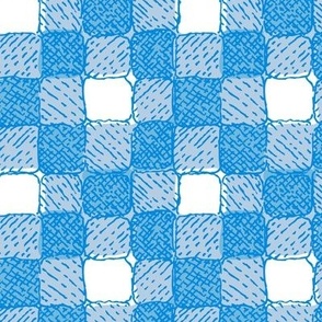 1´´ Gingham Sky blue twisted check hand drawn and diagonal Medium scale