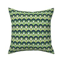 Retro Geometric Flowers Green and Blue