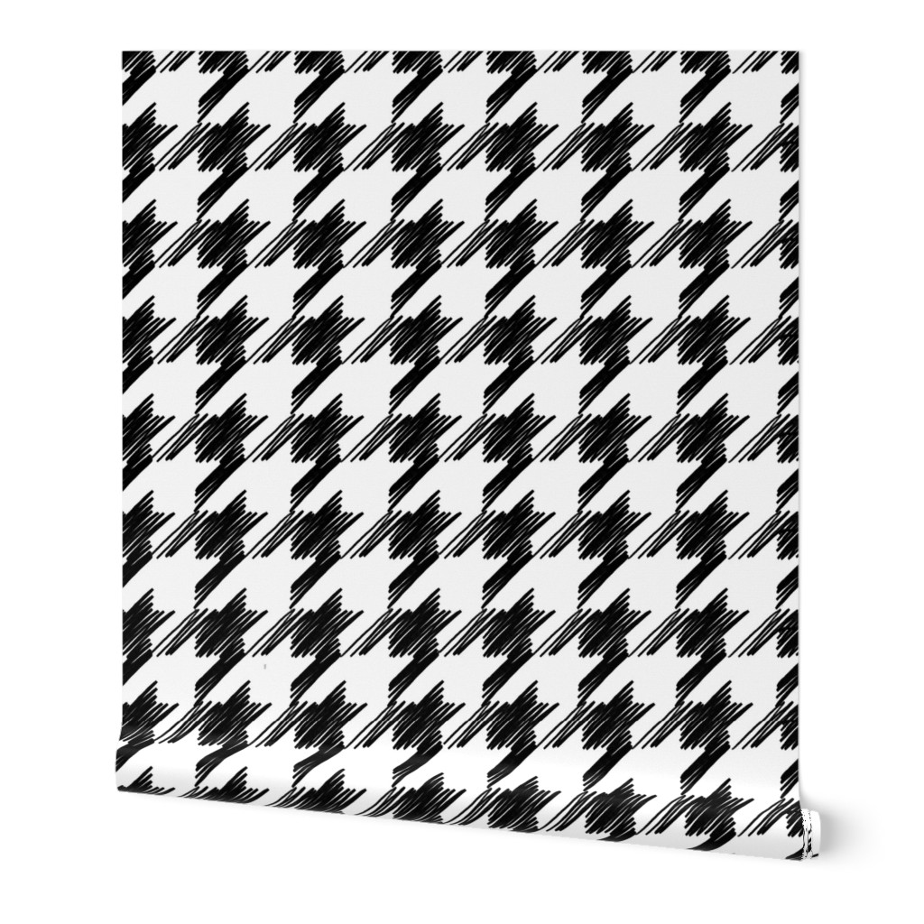 Black and White Houndstooth Scribbles Large scale