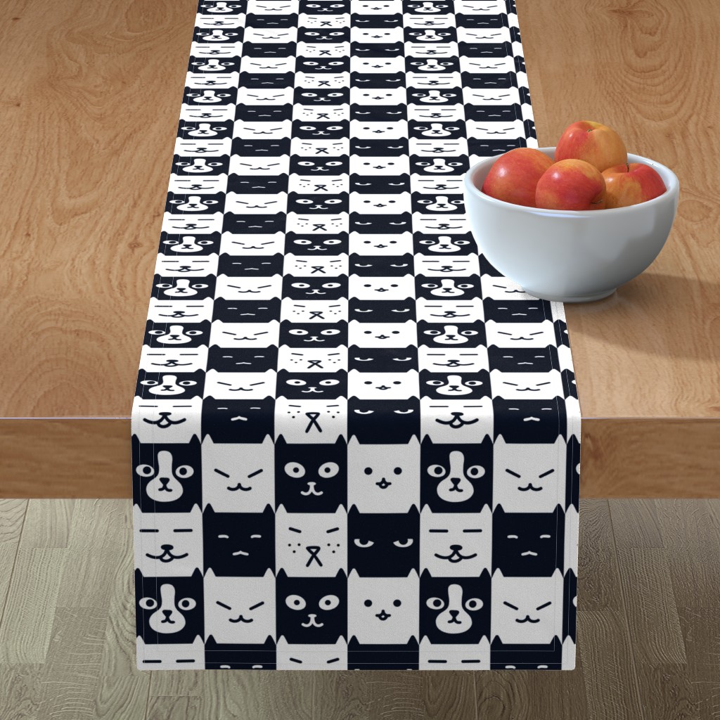 Black And White Checkerboard Cats Or Dogs Chess Aesthetic Kitsch Pattern